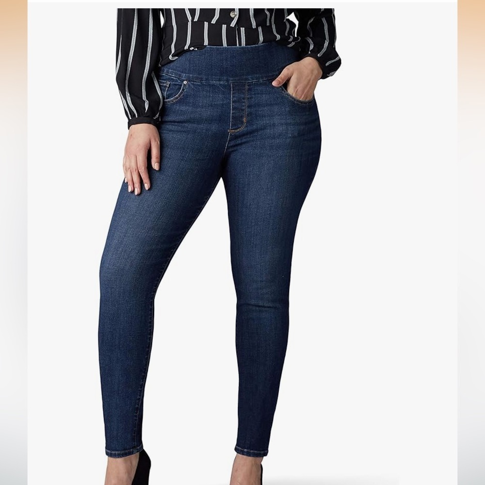 Lee Slim Fit Skinny Leg Mid Rise Sculpting Jeans Dark Wash Medium 8